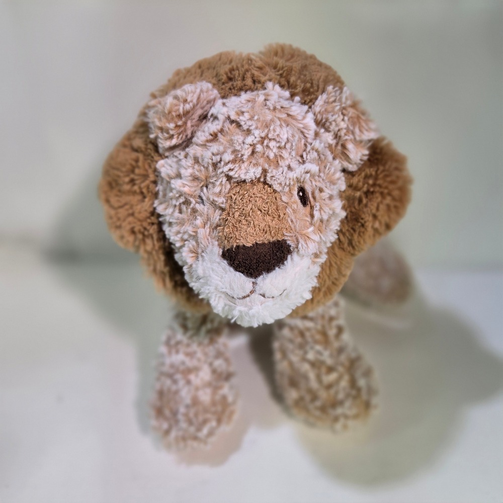 Mary Meyer Baby Lion Plush Stuffed Animal Textured Curly Fur Cream Brown Mane 8"